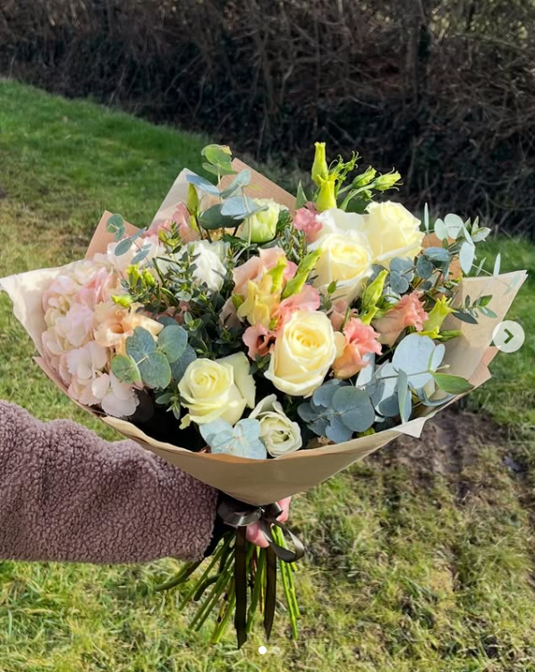 Soft Pinks & Peaches Hand Tied Bouquet