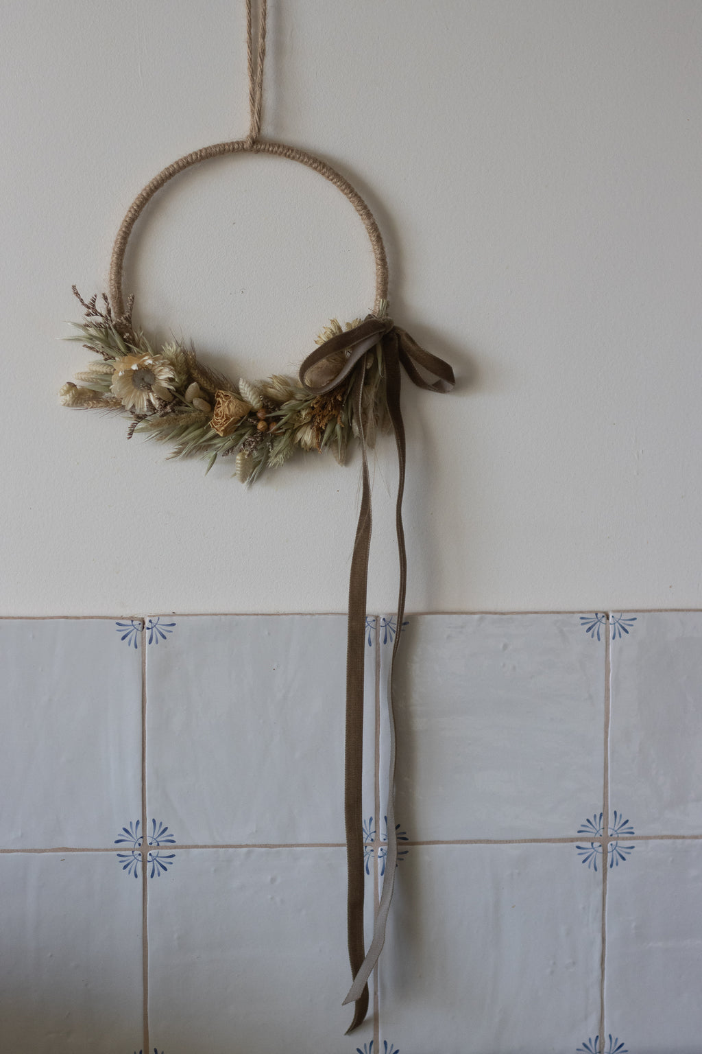 Dried Flower Neutral Hoop Wreath