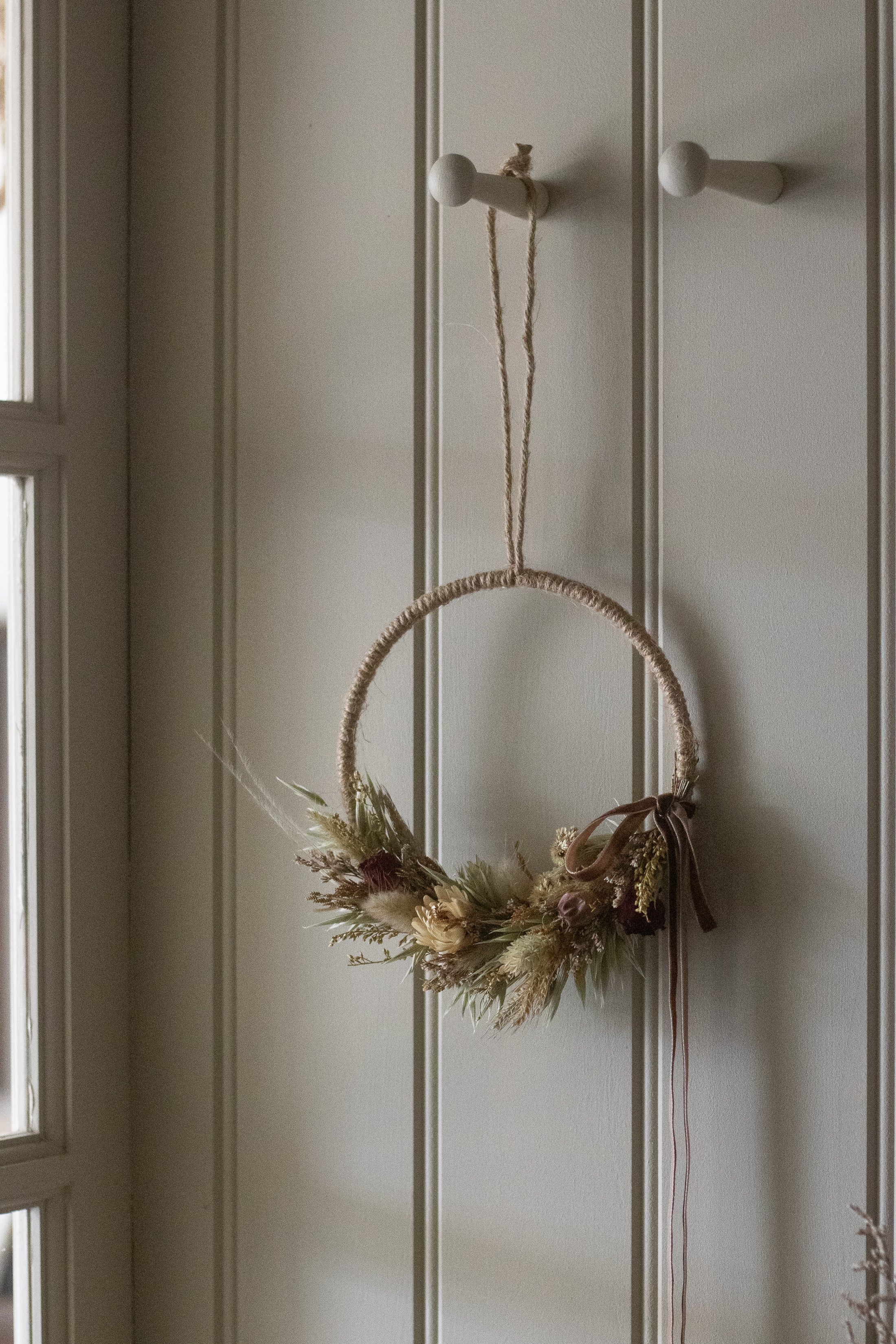 Dried Flower Burgundy Hoop Wreath
